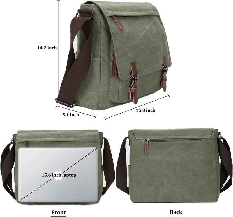 Mactso Canvas Messenger Bag for Men Women,Travel Satchel Shoulder bag 15.6 Inch Laptop Bag briefcase Business - Image 2